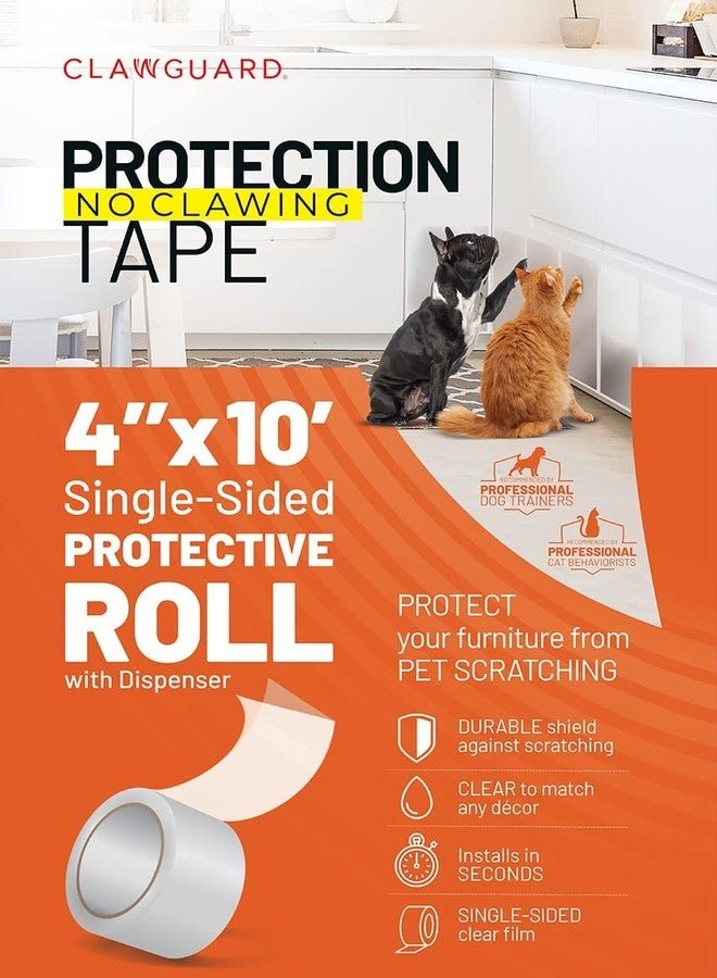 CLAWGUARD Protection Tape Roll - 4 in x 10 ft Single-Sided Scratch Barrier - Door Scratch Protector Dog & Cat - Couch Cat Scratch Protector - Image 1